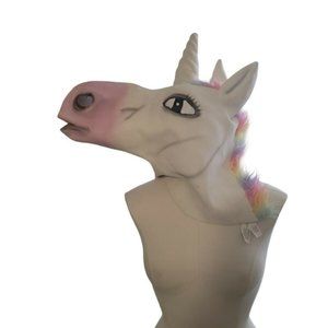 White Unicorn Horse Head Mask Halloween Costume